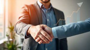 Antreprenori care semnează un contract de franciză.